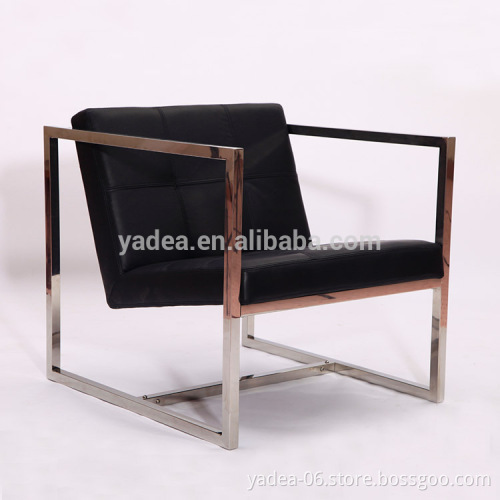 Hotel furniture leather stainless steel lounge chairs